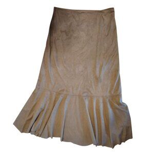 J. Jill Size 10 Faux Suede Taupe Brown Long Gadot Skirt, Super Soft Business Cas